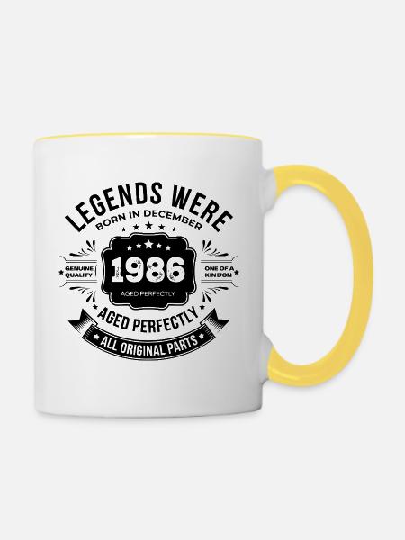 Dezember 1986 - Tasse zweifarbig - Weiß/Gelb