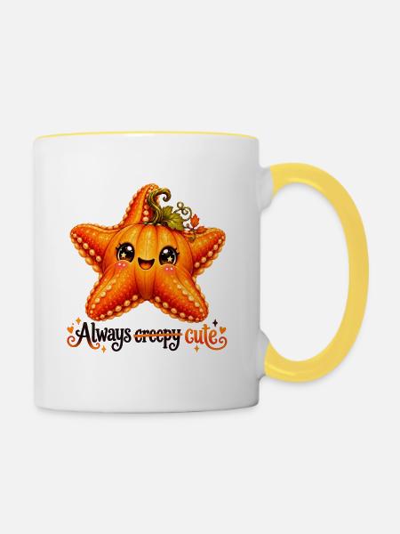 Fuchsfisch-Seestern - Tasse zweifarbig - Weiß/Gelb