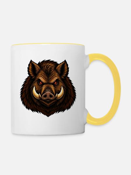 Das Schwein - Tasse zweifarbig - Weiß/Gelb