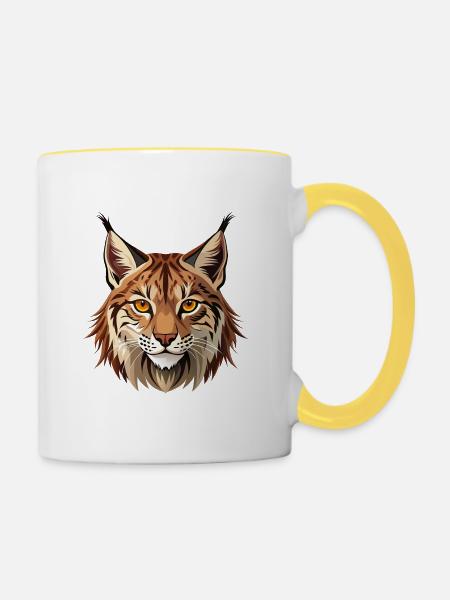 Wilder Luchs - Tasse zweifarbig - Weiß/Gelb
