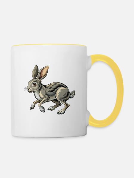 Running Rabbit - Tasse zweifarbig - Weiß/Gelb