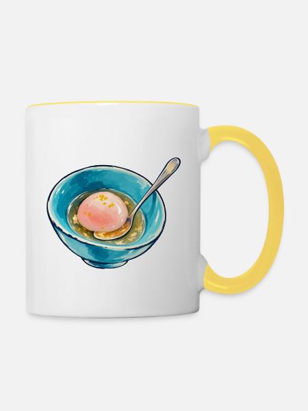 Blaue Aquarell-Eierschale - Tasse zweifarbig - Weiß/Gelb