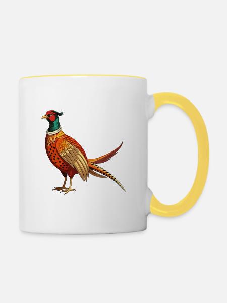 Stehender Fasan - Tasse zweifarbig - Weiß/Gelb