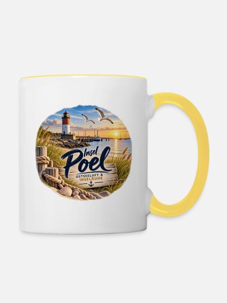 Insel Poel Ostseeluft Design - Tasse zweifarbig - Weiß/Gelb