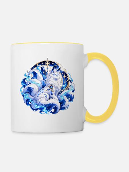 Lunar Spirit Fox - Tasse zweifarbig - Weiß/Gelb