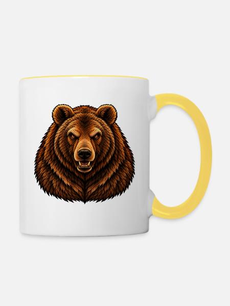Der Bär - Tasse zweifarbig - Weiß/Gelb