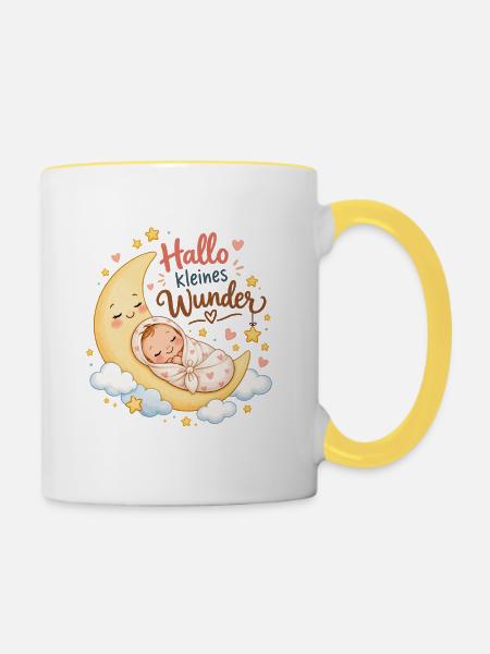 Hallo Kleines Wunder Mondtraum - Tasse zweifarbig - Weiß/Gelb