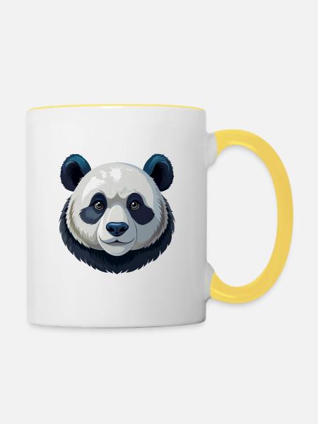 Pandakopf - Tasse zweifarbig - Weiß/Gelb