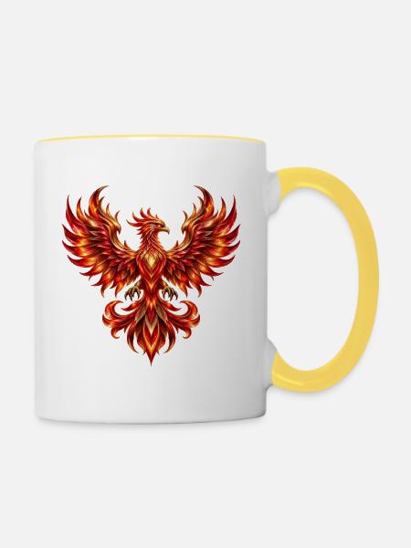 Rubin-Feuer-Phönix - Tasse zweifarbig - Weiß/Gelb