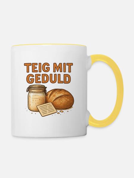 Geschenk für Sauerteig-Anfänger mit Backlust - Tasse zweifarbig - Weiß/Gelb