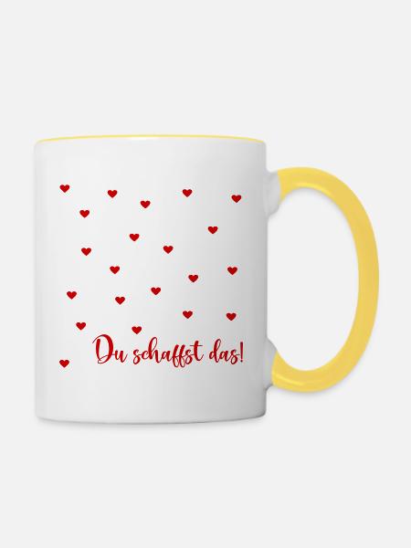 Motivation, Du schaffst das - Tasse zweifarbig - Weiß/Gelb
