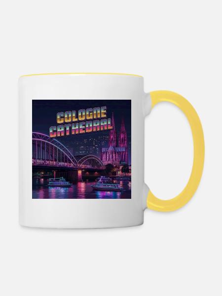 Kölner Dom - Tasse zweifarbig - Weiß/Gelb