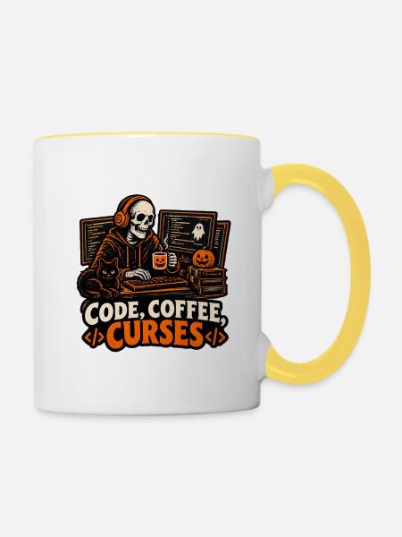 Code Kaffeeflüche - Tasse zweifarbig - Weiß/Gelb