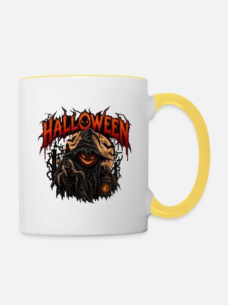 Spüre den wahren Halloween-Grauen! - Tasse zweifarbig - Weiß/Gelb