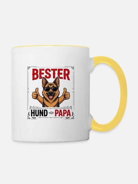 Bester Hund Papa Deutscher Schäferhund - Tasse zweifarbig - Weiß/Gelb