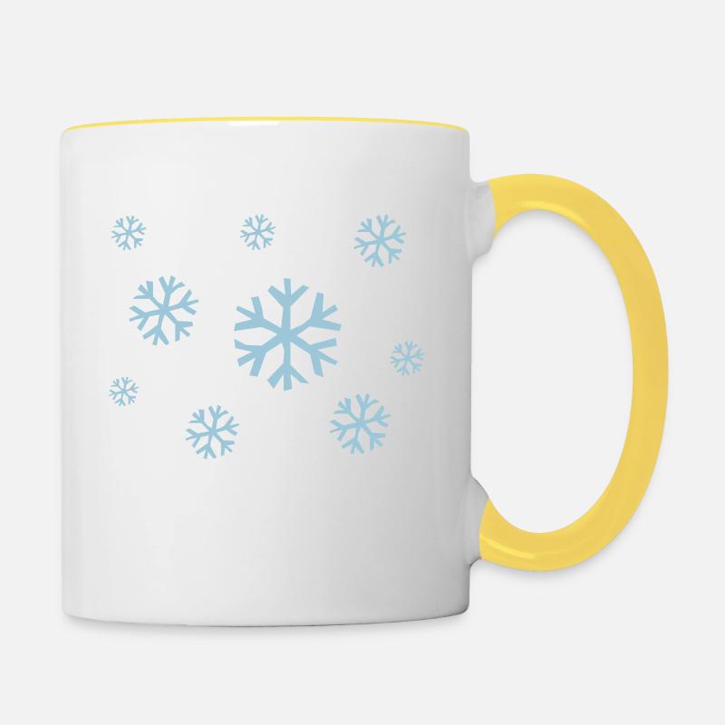 Schneeflocken - Tasse zweifarbig - Weiß/Gelb