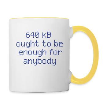 640 kB ought to be enough for anybody - Tasse zweifarbig - Weiß/Gelb - Rechts