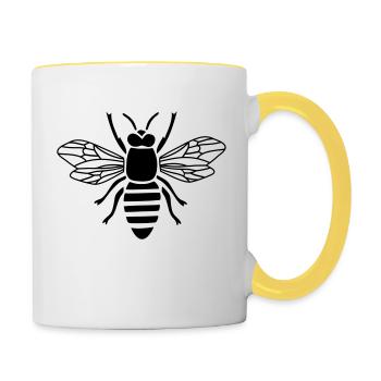 bee honey bumble bee honeycomb beekeeper wasp - Contrasting Mug - white/yellow - Right
