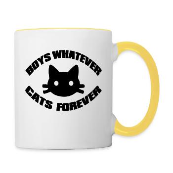 cats forever - Tasse zweifarbig - Weiß/Gelb - Rechts