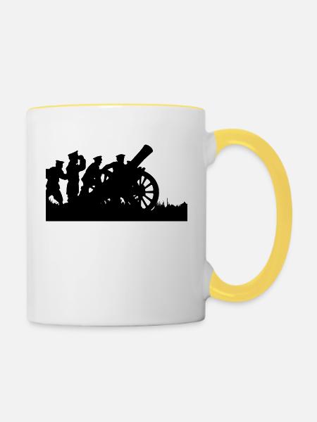 Kanone - Tasse zweifarbig - Weiß/Gelb