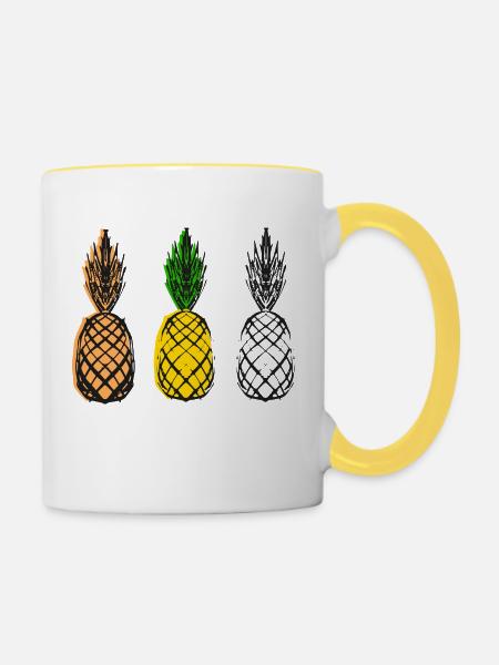 Ananas - Tasse zweifarbig - Weiß/Gelb