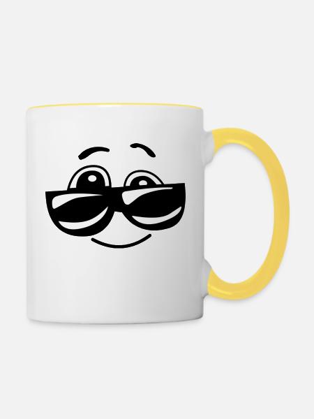 Smiley - Tasse zweifarbig - Weiß/Gelb