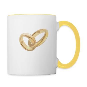 Der goldene Ehering - Tasse zweifarbig - Weiß/Gelb - Rechts