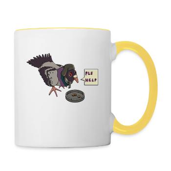 Traurige Taube - Tasse zweifarbig - Weiß/Gelb - Rechts