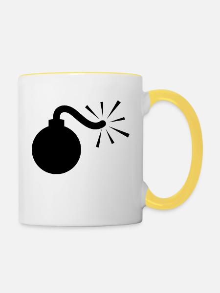 BOMB Booom! - Tasse zweifarbig - Weiß/Gelb