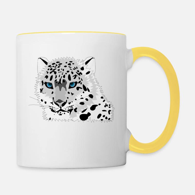 léopard des neiges - Mug contrasté - blanc/jaune