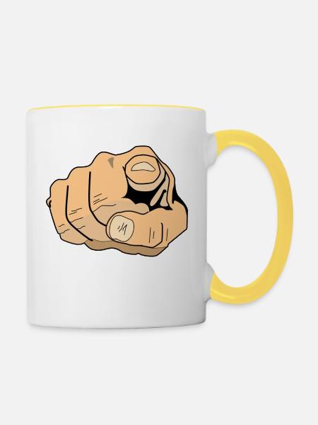 Zeigefinger - Tasse zweifarbig - Weiß/Gelb
