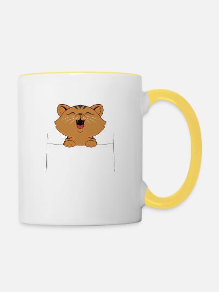 Miezekatze - Tasse zweifarbig - Weiß/Gelb