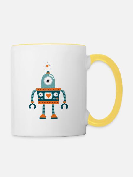 ROBOT02 - Tasse zweifarbig - Weiß/Gelb