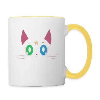 Chat drôle - Mug contrasté - blanc/jaune - Droite