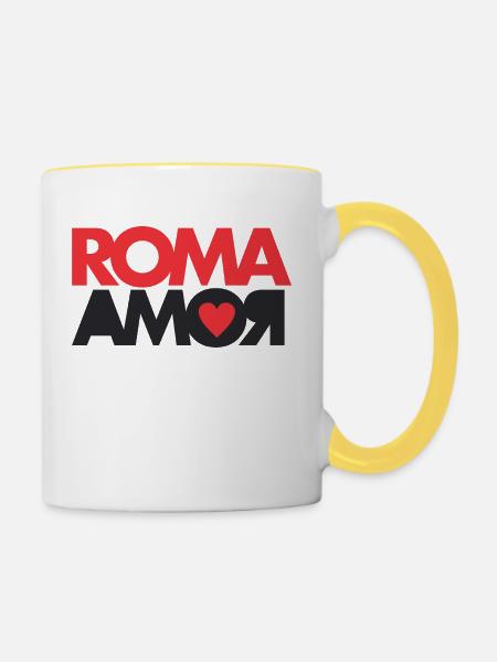 Rom Liebe - Tasse zweifarbig - Weiß/Gelb