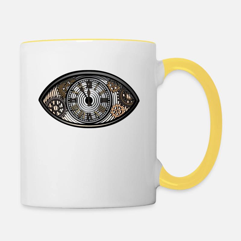 Vintage Eye 2 - Contrasting Mug - white/yellow