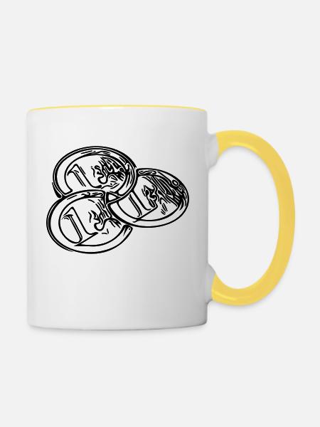 Euro - Tasse zweifarbig - Weiß/Gelb