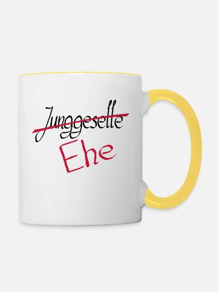junggeselle 2 - Tasse zweifarbig - Weiß/Gelb
