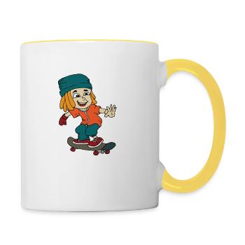 Skateboad kid - Contrasting Mug - white/yellow - Right