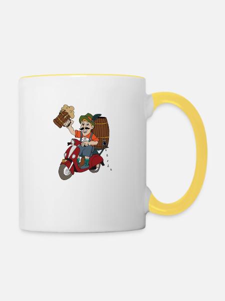 Bier Fass - Tasse zweifarbig - Weiß/Gelb