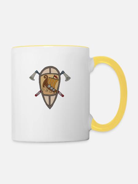 Wikinger Schild Vikings - Tasse zweifarbig - Weiß/Gelb