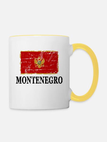Drapeau du Monténégro - bannière - drapeau - drapeau - Mug contrasté - blanc/jaune