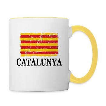 Catalonia Flag - Flag - Catalo Flag - Banner - Contrasting Mug - white/yellow - Right