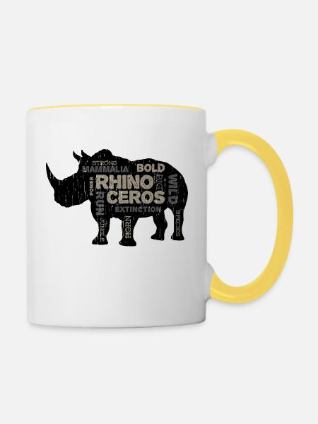 Nashorn Power - Tasse zweifarbig - Weiß/Gelb