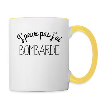 Bretagne - J'peux pas j'ai bombarde - Mug contrasté - blanc/jaune - Droite
