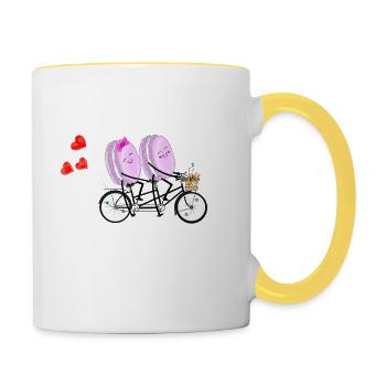 Macarons on a two-wheeler - Contrasting Mug - white/yellow - Right