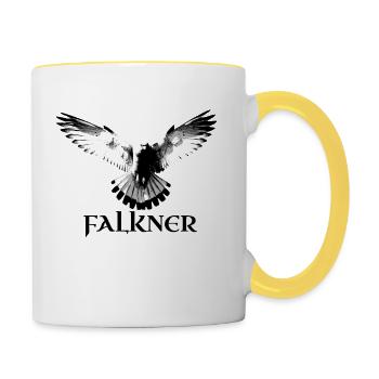 Falkner, Vogel mit Schwingen - Tasse zweifarbig - Weiß/Gelb - Rechts