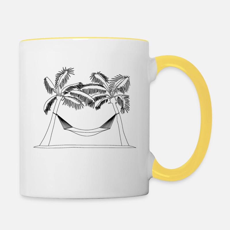 Palm trees - Contrasting Mug - white/yellow