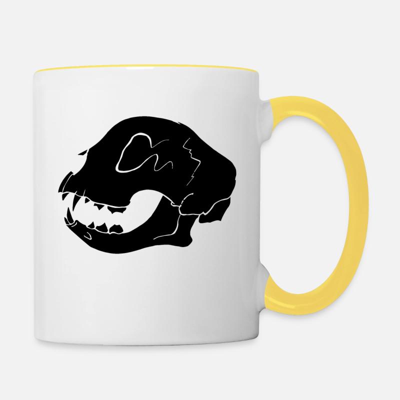 Crâne de chat | crâne de chat - Mug contrasté - blanc/jaune