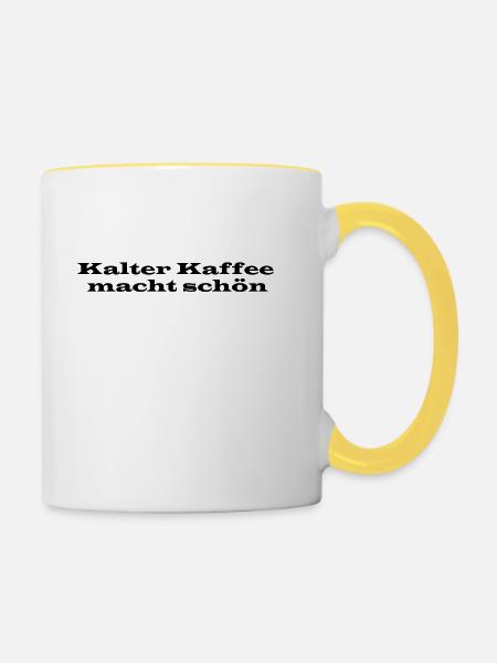 Kalter Kaffee macht schoen - Tasse zweifarbig - Weiß/Gelb